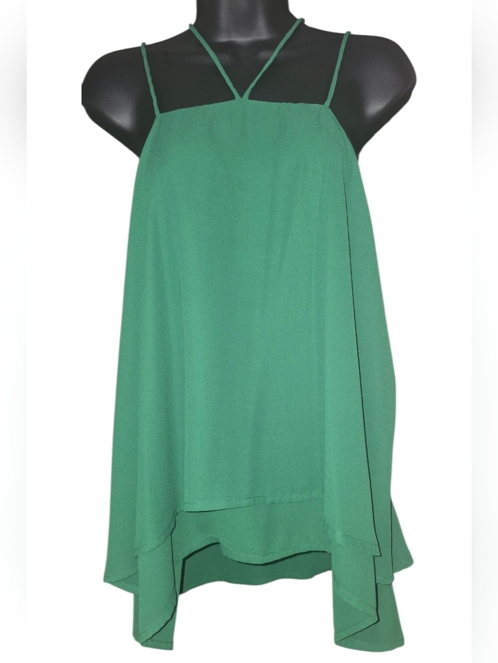 Ally Magic Sleeveless Green High-Low Spaghetti Strap Blouse Size Xl